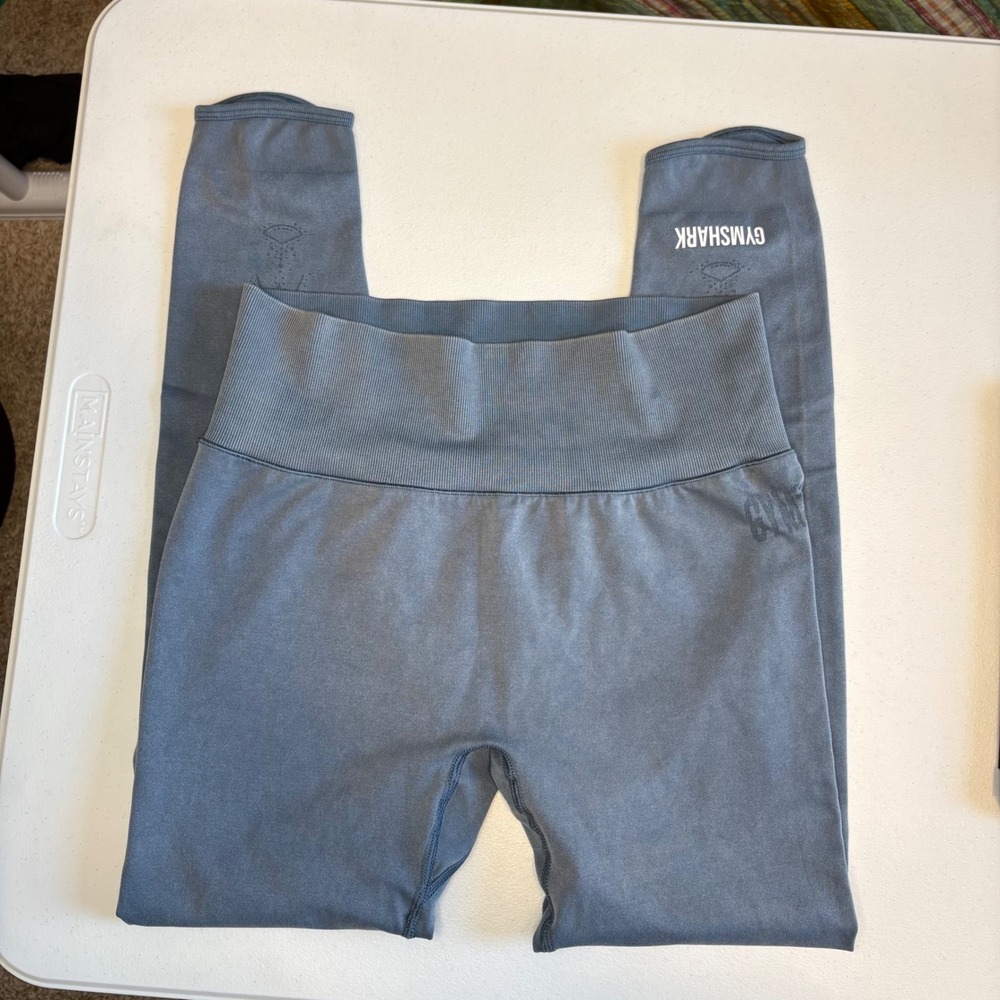 Gymshark Womens Seamless Acid Wash High Waisted Leggings Blue Mandala Graphic - Picture 4 of 5